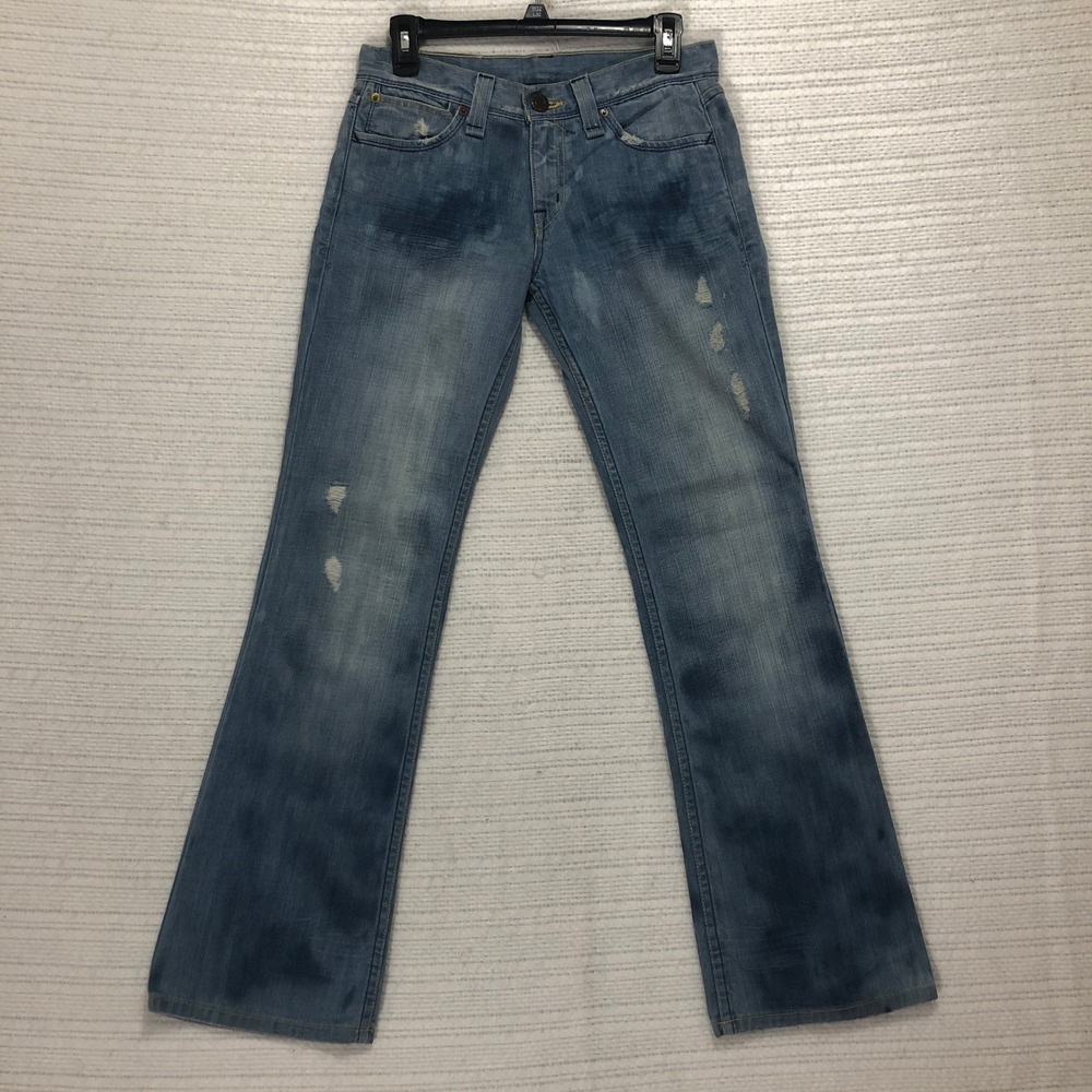 Armani Exchange Bootcut Jeans Distressed Embroidered Pockets‎ Made in USA Size 4